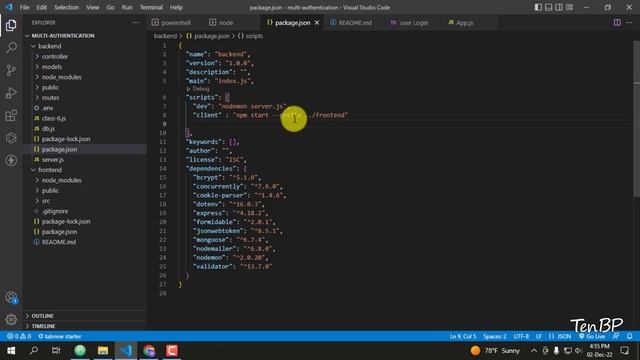 Concurrently use for start two server at the same time | MERN -Multi Authentication -01| Part - 25 смотреть онлайн