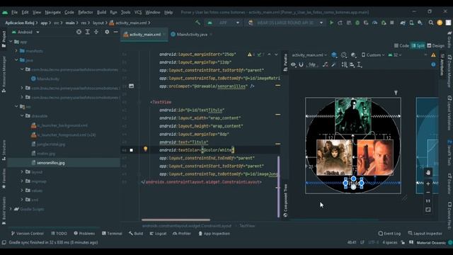 ? Android Studio Como crear una App WEAR Os (3) Java. Poner fotos y Usarlas como botones en Watch 4 смотреть онлайн