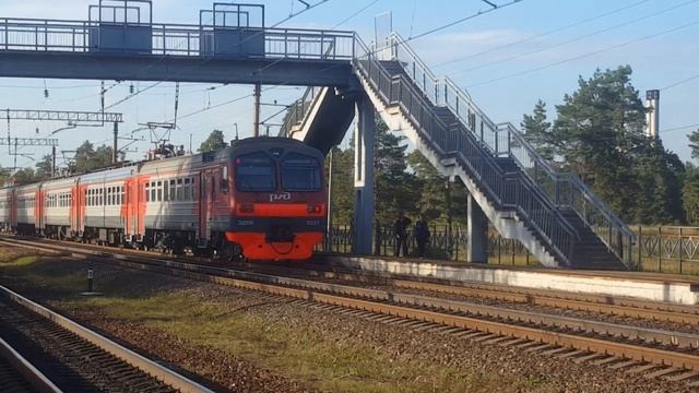 Электропоезд ЭД9М-0221 прибывает на о.п.Майск. смотреть онлайн