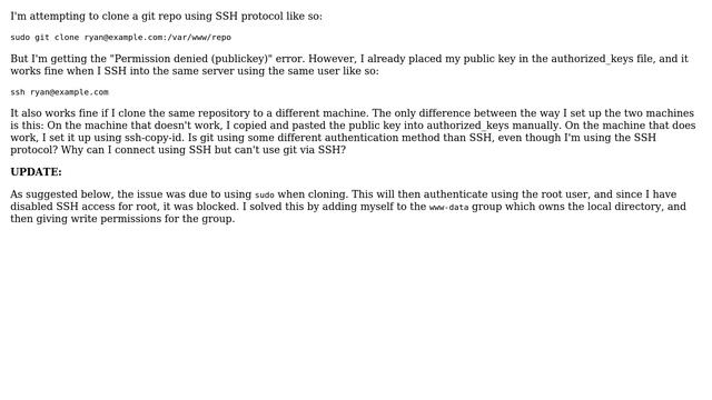 Permission denied (publickey) when cloning git repo, but SSH works fine (2 Solutions!!) смотреть онлайн