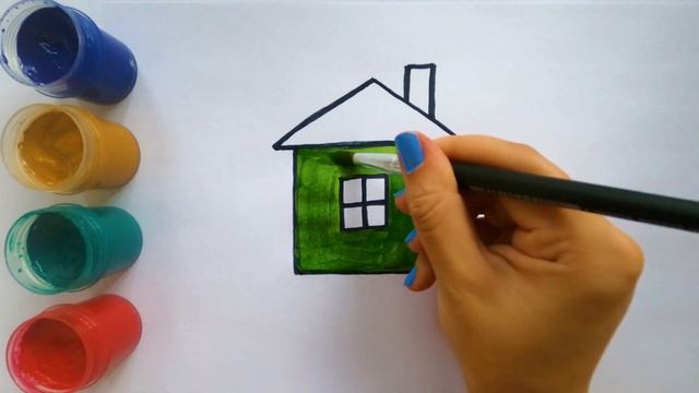 Как нарисовать домик легко. Рисование и раскраска детям. смотреть онлайн