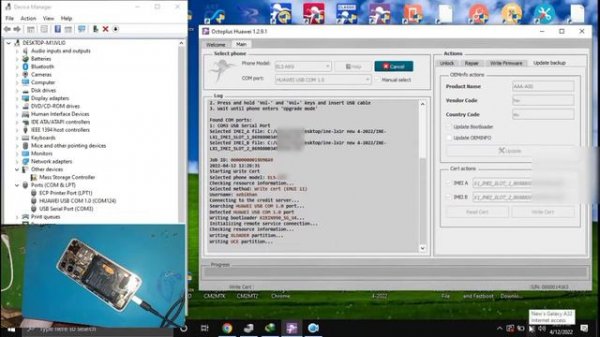 Huawei P40 Pro ( IMEI Repair ) With Octopus Tool ( Harmony Modified Cable ) EMUI 11