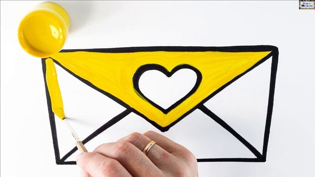 Как нарисовать КОНВЕРТ И СЕРДЦЕ / мультик раскраска КОНВЕРТ для детей / Раскраски малышам смотреть онлайн