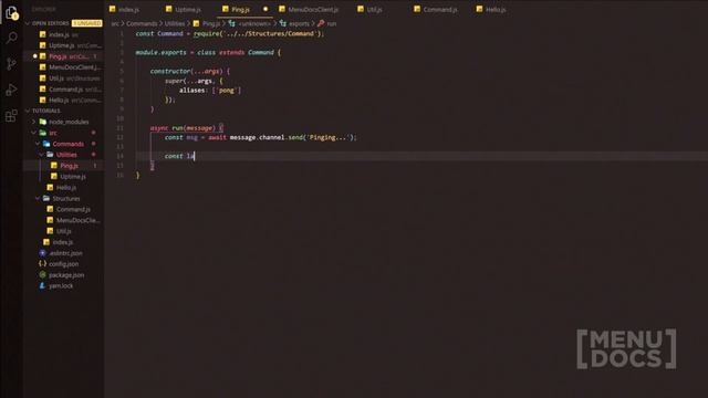 Discord.js v12 Bot Tutorial - Uptime and Ping Commands (Episode #3) | MenuDocs смотреть онлайн