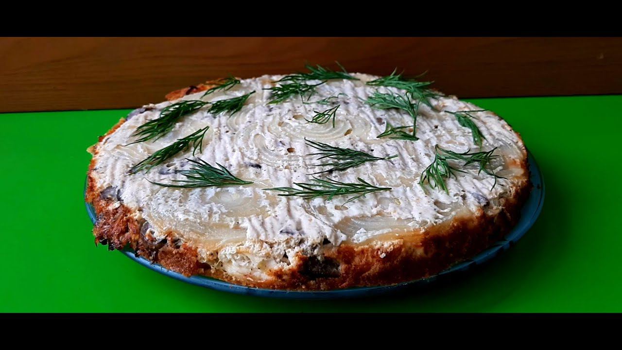 Заливной пирог с курицей и грибами. Тесто нежнейшее и много начинки! смотреть онлайн