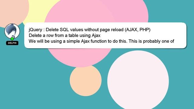 jQuery : Delete SQL values without page reload (AJAX, PHP) смотреть онлайн