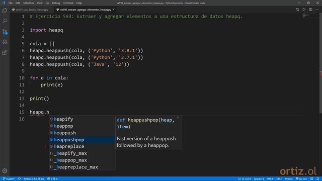 Python - Ejercicio 593: Extraer y Agregar Elementos a una Estructura de Datos heapq смотреть онлайн