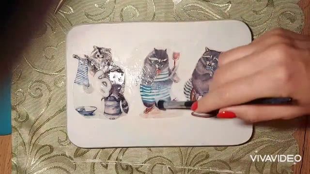 Сувенирная доска. Декоративная деревянная картина. Техника декупаж. смотреть онлайн