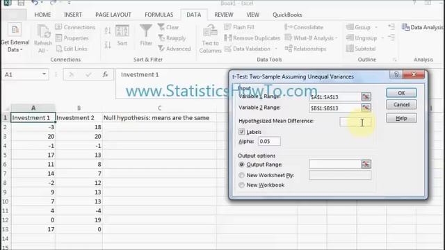 How to run a t test two sample assuming unequal variances in Excel 2013 смотреть онлайн