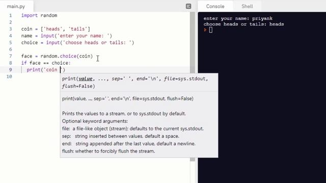 Python | Coin toss | Project | IF statement | Start learning with basics смотреть онлайн
