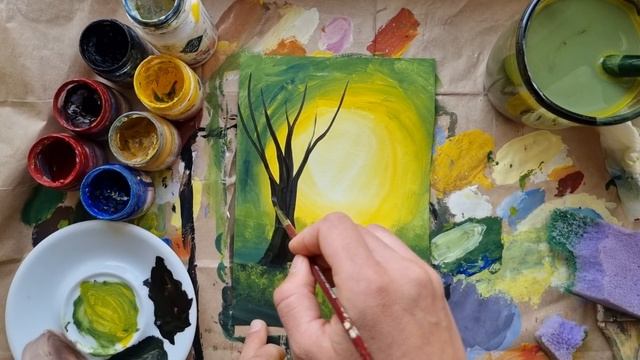 ТРОПИНКА |Навстречу весне? Простое рисование красками и губкой✌️ смотреть онлайн