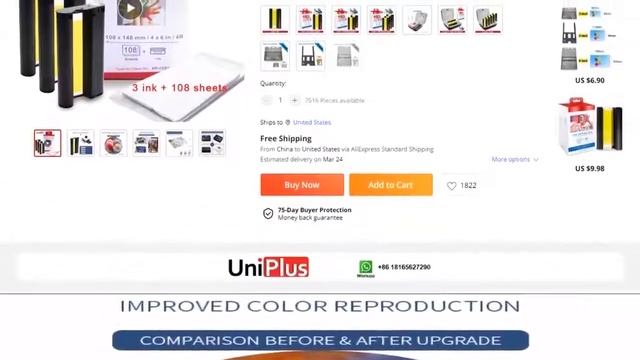 UniPlus for Canon Selphy Color Ink Paper Set Compact Photo Printer CP1200 CP1300 CP910 CP900 3pcs I смотреть онлайн