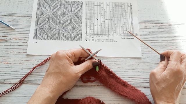 Снуд - труба японским узором из пряжи Пух норки