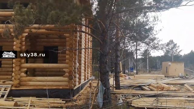 Сруб из бревна в Ангарске, отчет 4. Шлифовка стен сруба из лиственницы смотреть онлайн