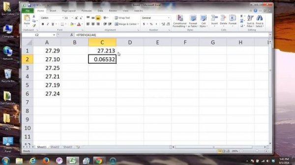 Calculating Average and Standard Deviation Using Microsoft Excel