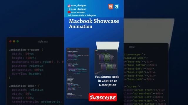 MacBook Showcase Animation using HTML CSS ⚠️Source Code Description⚠️ #html #css #java #macbook #js смотреть онлайн