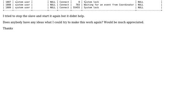 Databases: MySQL 5.6 gtid replication slave stuck (system lock)? смотреть онлайн