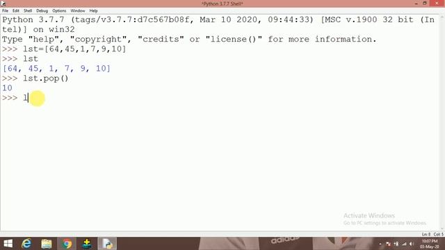 #24:- How to Delete an Element from a List with pop() method | Python Tutorial in Hindi смотреть онлайн