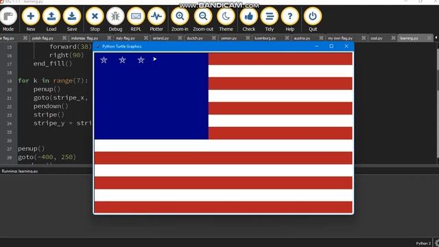 Your daily dose of a flag using python turtle(c00ment something random) смотреть онлайн