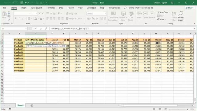 Use Excel's OFFSET Function to Sum Previous 6 Months Sales смотреть онлайн