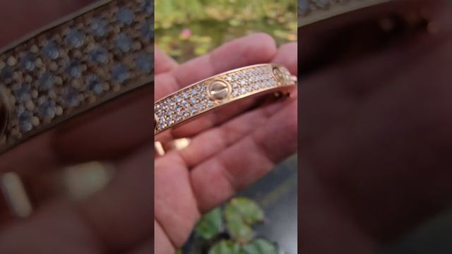 Браслет в стиле Картье из коллекции Love, Pave. Розовое золото 750 пробы, 240 бриллиантов. смотреть онлайн