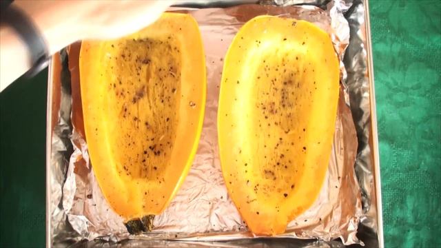 Запеченная тыква-спагетти с ветчиной, яйцом и сыром! смотреть онлайн