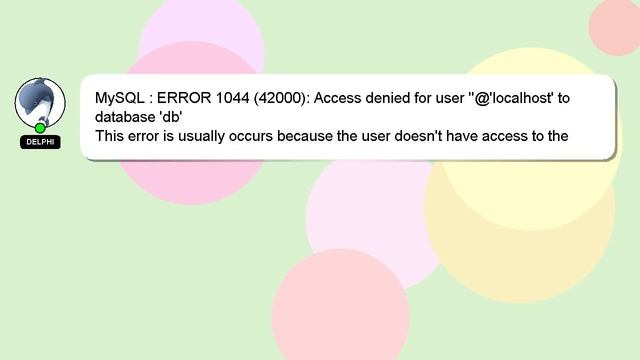 MySQL : ERROR 1044 (42000): Access denied for user ''@'localhost' to database 'db' смотреть онлайн