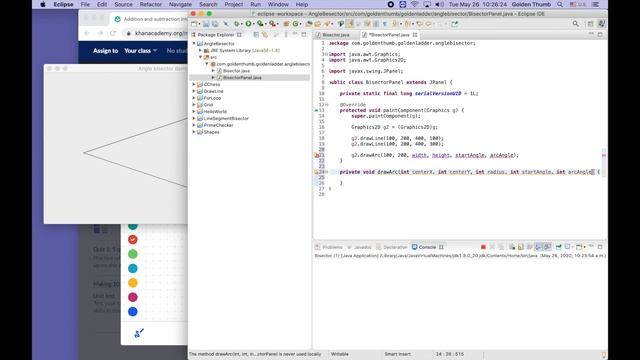 Bisecting an angle on paper with straightedge and compass, then with Java in Eclipse смотреть онлайн