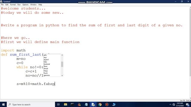 Summation of first and last digit of a no l Python Programming смотреть онлайн