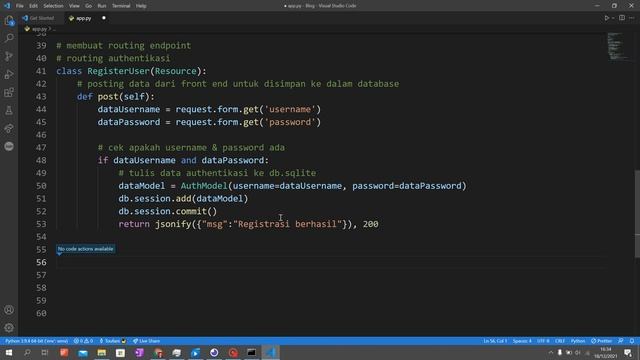 #6 Belajar web backend - Membuat fitur Login & Register dengan flask restful dan JWT part 1 смотреть онлайн