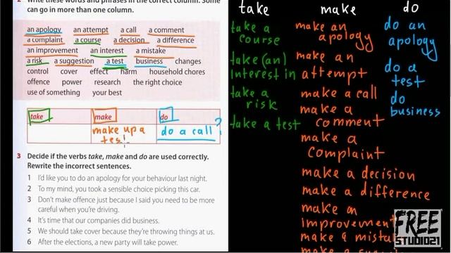 Unit 2 | Употребление TAKE, MAKE, DO с существительными смотреть онлайн