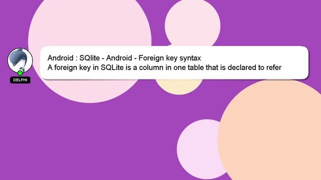 Android : SQlite - Android - Foreign key syntax смотреть онлайн
