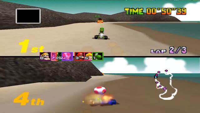 Mario Kart 64 - Mushroom Cup 2 players: Yoshi & Toad смотреть онлайн