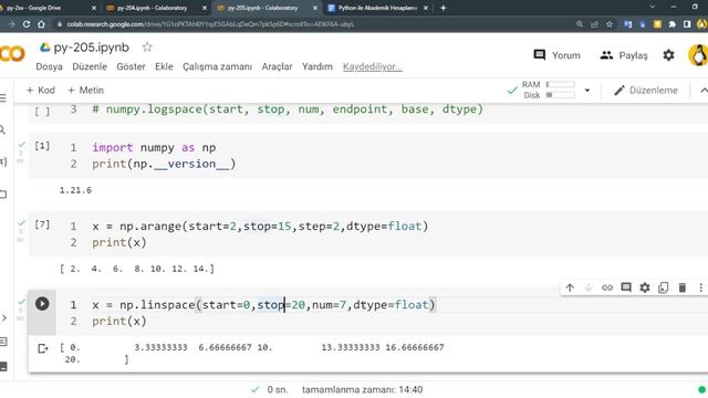 Python 205 - Sayısal aralık vererek numpy dizisi oluşturma смотреть онлайн