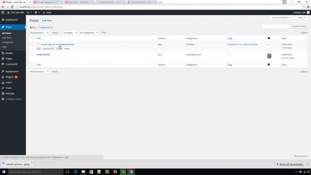 wordpress tutorial for beginners - create , edit and delete a post part 3 смотреть онлайн