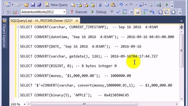SQL Server CONVERT() Function смотреть онлайн