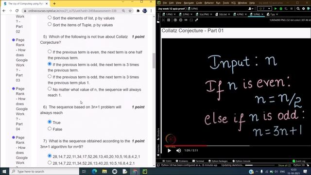 NPTEL The Joy of Computing using Python week 12 quiz assignment answers with proof of each answer смотреть онлайн