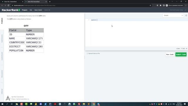 Решение SQL задания "Select All" на HackerRank.com смотреть онлайн