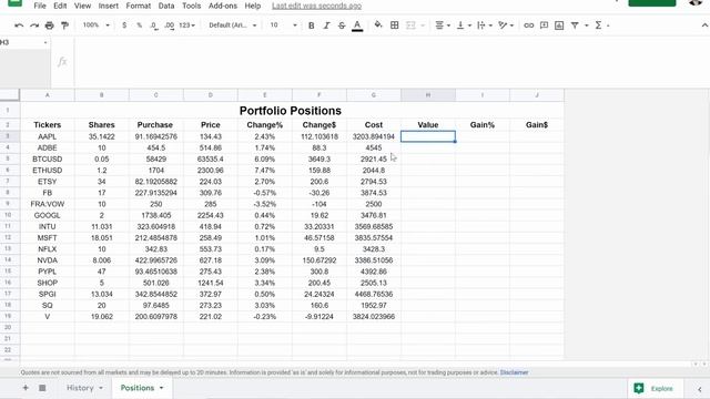 Google Sheets Master Portfolio Tracker | Dark Theme смотреть онлайн
