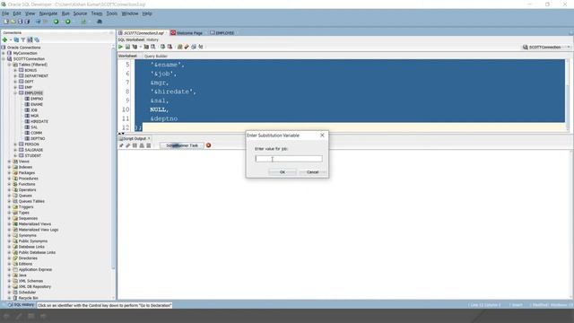 Inserting values using parameter substitution -AWESOME Feature of Oracle database смотреть онлайн