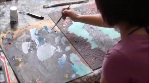 Рисуем акрилом  объемную картину с применением структурной пасты!С озвучиванием действий!