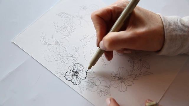 How to draw a hibiscus wreath, Speed drawing, The Aloha Studios смотреть онлайн