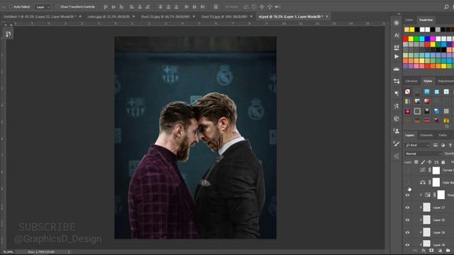 Photoshop PSD File Break Down | El Classico | Messi - Ramos | Real Madrid vs Barcelona | GD Design смотреть онлайн
