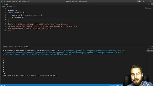 Aprenda Python! Aula 5 - Estruturas de Repetição, While, Break смотреть онлайн