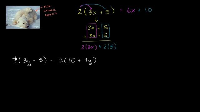 How to simplify an expression by combining like terms and the distributive property | Khan Academy смотреть онлайн