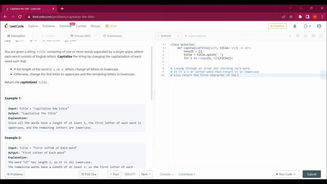 2129. Capitalize the Title with Python | Leetcode with Python #leetcode #pythontutorial #youtube смотреть онлайн