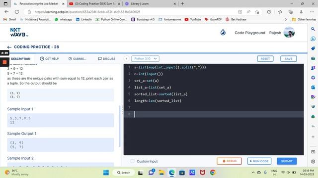 Coding Practice-28|K Sum Pairs|#nxtwave #python #coding #ccbp #nextwave #codingpractice #list смотреть онлайн