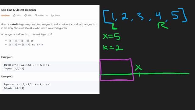 Find K Closest Elements - Leetcode 658 - Python смотреть онлайн