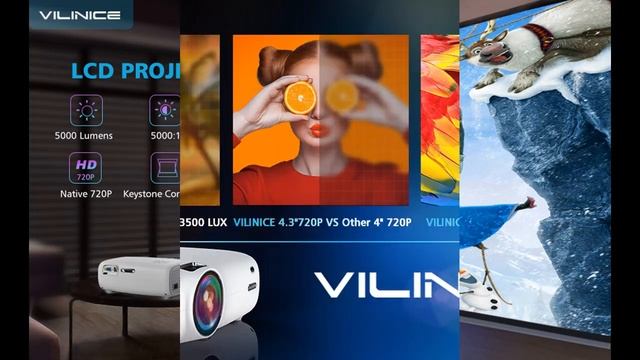 VILINICE 5500L Outdoor Movie Projector with 100Inch Projector Screen смотреть онлайн