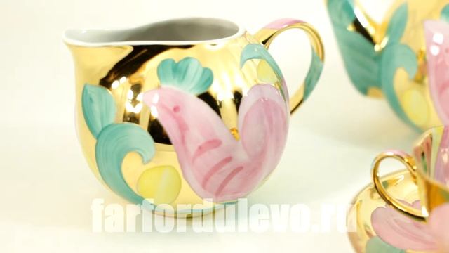 Чайный сервиз "Розовая птица" Дулево смотреть онлайн